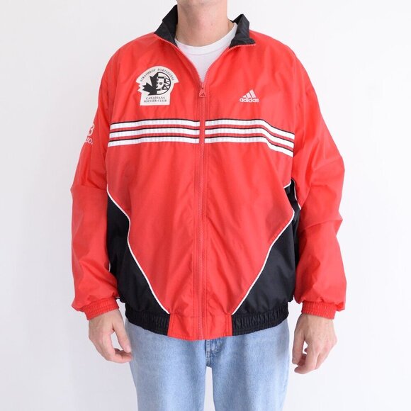 Vintage 90S Adidas Team Red Black Strathroy Pc Portugal Soccer Club Large - Picture 2 of 12